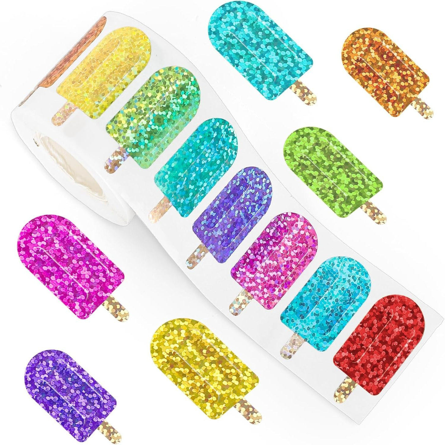 500贴/卷卡通镭射冰棒贴纸标签儿童奖励鼓励贴玩具装饰标签封口贴,文具电教/文化用品/商务用品,贴纸/立体贴纸,淘宝优惠券,粉丝福利购,淘宝优惠卷