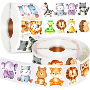 500贴 饰 卷异形动物贴纸2.9cm卡通可爱儿童奖励小贴画玩具礼物装