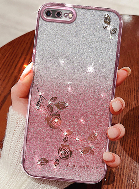 苹果8Plus手机壳高端透明电镀iPhone7plus保护套小7/8适用新款se2镶钻奢华网红全包闪粉防摔超薄女神创意软壳