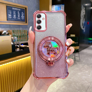 三星A34手机壳新年款 超薄保护套 马上有钱气囊防摔全包软壳适用GalaxyA34高级感奢华创意旋转陀螺支架简约时尚