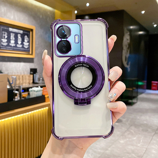 vivoy77e手机壳气囊防摔软壳时尚适用步步高y77高端创意磁吸支架新款超薄透明奢华5G简约硅胶全包个性保护套