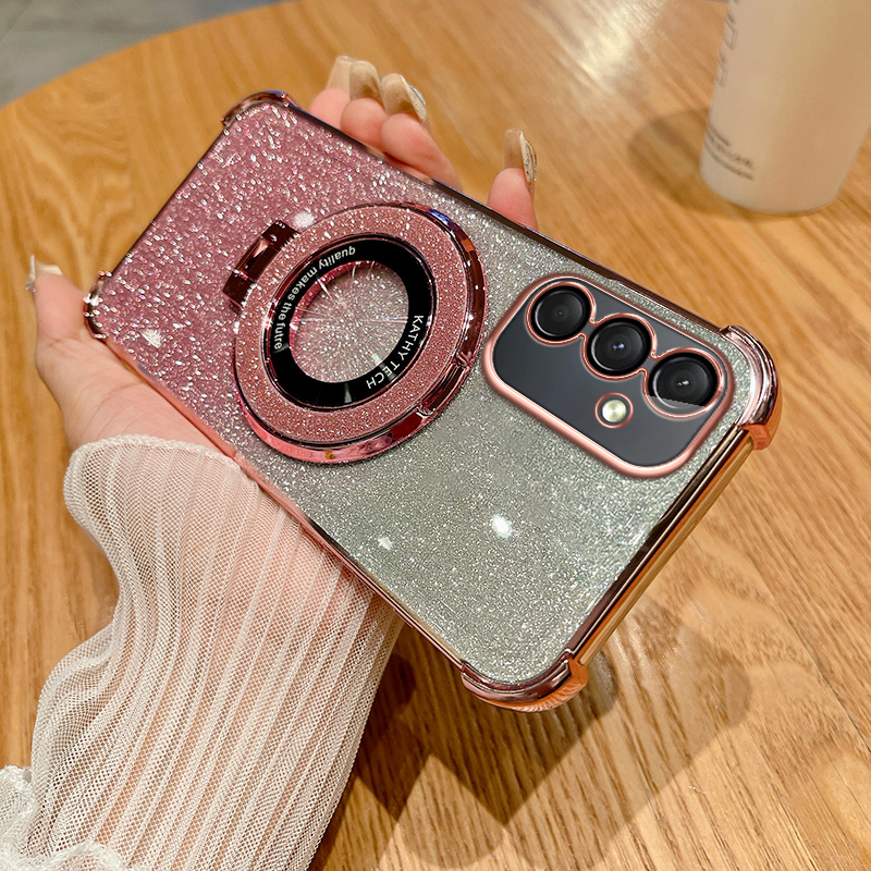 三星A24手机壳高端新款渐变闪粉时尚软壳适用GalaxyA24磁吸支架全包创意超薄气囊太空壳SamsungA24防摔保护套