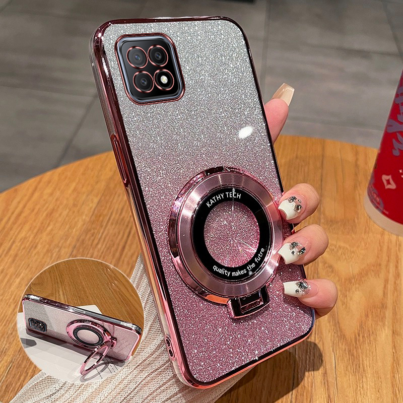 OPPOA72新款手机壳高端渐变闪粉时尚适用oppoa53创意硅胶磁吸支架全包简约5g超薄透明软壳A72防摔奢华保护套