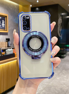 三星S20手机壳气囊四角防摔软壳时尚适用galaxyS20+高端女创意磁吸支架S20FE新款超薄简约S20Ultra全包保护套