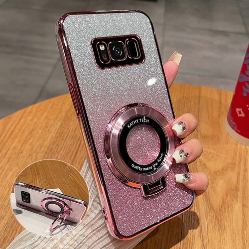 三星S8手机壳新款磁吸支架渐变闪粉电镀保护套适用GalaxyS8+全包防摔高级感女创意SamsungS8PLUS简约时尚软壳