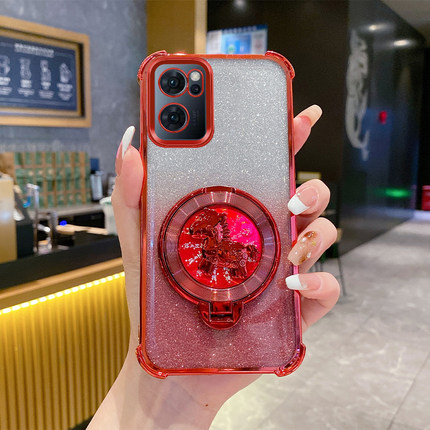 OPPOReno7手机壳新年款马上有钱气囊防摔全包软壳适用Reno7Pro高级感创意旋转陀螺支架超薄简约Reno7se保护套