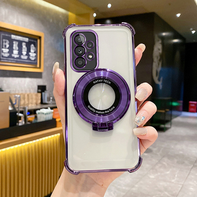 三星A33手机壳气囊防摔软壳时尚适用GalaxyA33高端创意磁吸支架新款5G超薄透明简约SamsungA33硅胶全包保护套