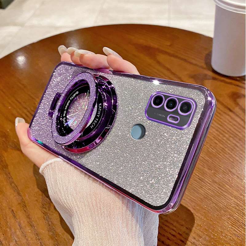 oppoA53S手机壳新款磁吸支架A53S渐变闪粉电镀透明保护套适用oppo全包防摔个性高端创意高级感时尚女外壳男潮