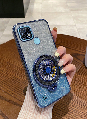 OPPOrealmec21手机壳新款闪粉时尚软壳适用realme真我C21Y解压旋转陀螺磁吸支架全包创意超薄奢华防摔保护套