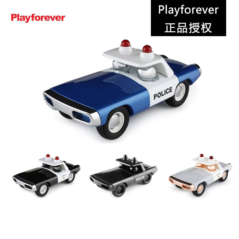 Playforever耐顽玩具车Heat热火警车蓝色英国小汽车跑车摆件生日