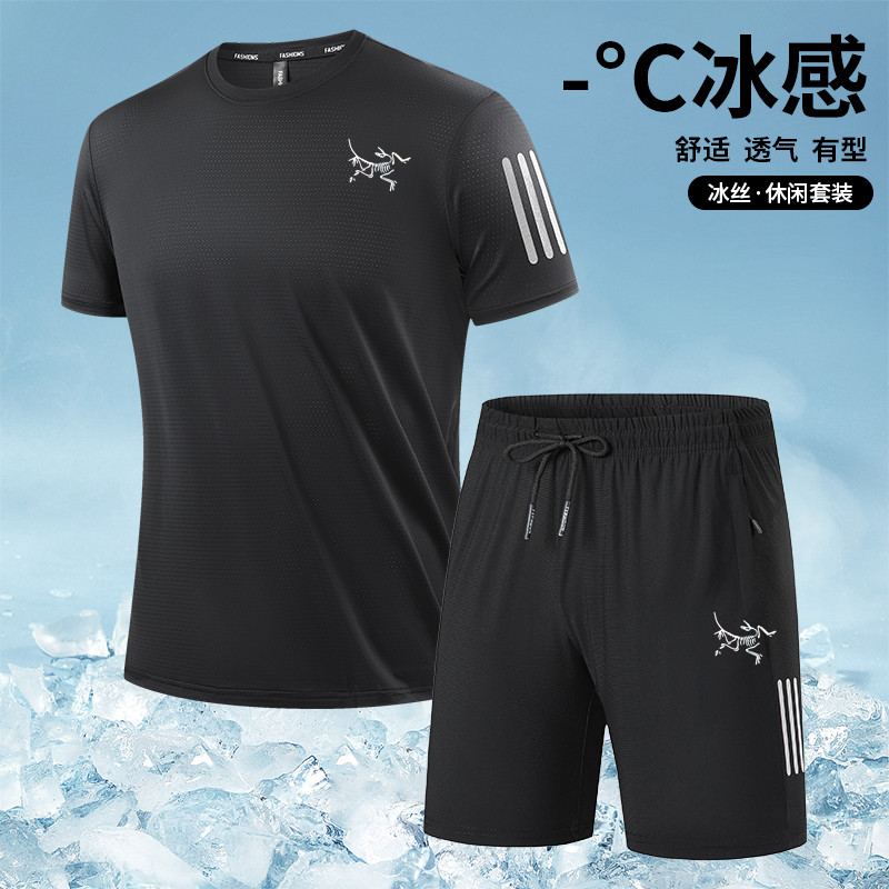 轻奢鸟家速干套装夏季冰丝短袖男