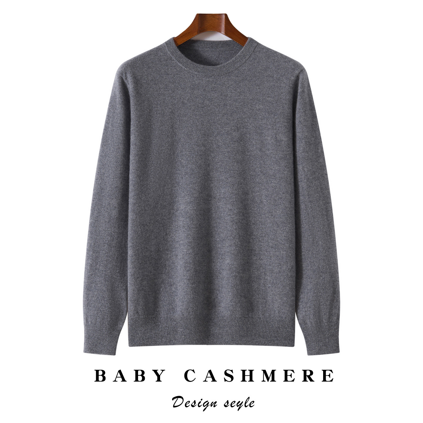 秋冬季圆领男款羊绒衫100%纯羊绒套头毛衣长袖内搭保暖针织打底衫