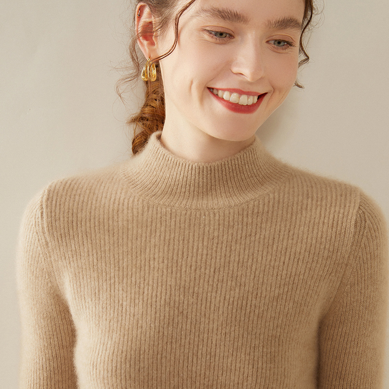 设计师款！半高领羊绒衫女秋冬季加厚保暖套头毛衣羊毛针织打底衫
