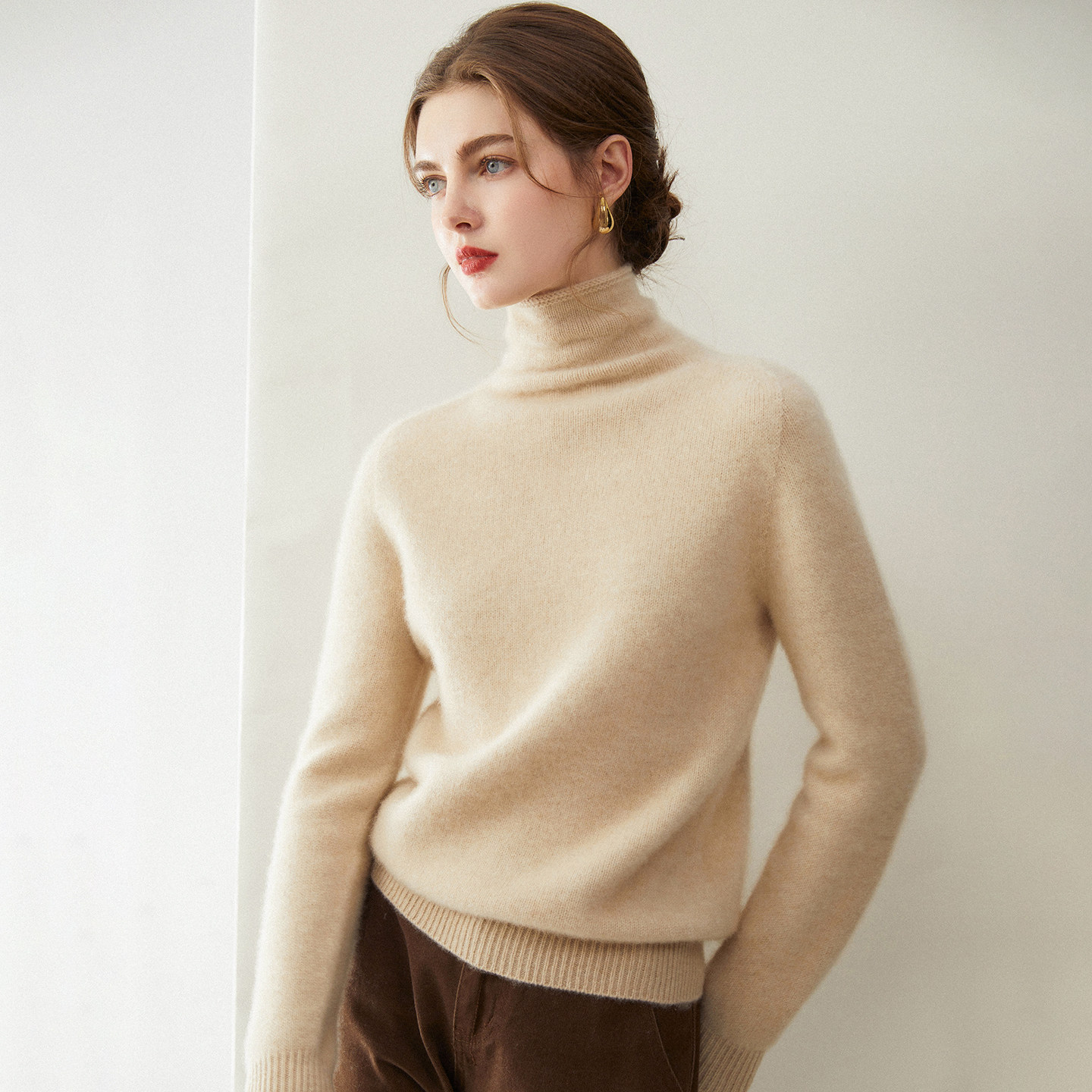 云级质感！堆堆领100%纯山羊绒打底衫女秋冬加厚保暖毛衣针织上衣,女装/女士精品,羊绒衫,淘宝优惠券,粉丝福利购,淘宝优惠卷