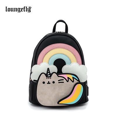 美国代购Loungefly Pusheen彩虹独角兽猫咪迷你背包女双肩包痛包