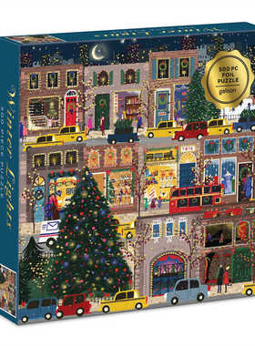 代购正品Galison Winter Lights圣诞冬灯500片铝箔拼图生日礼物