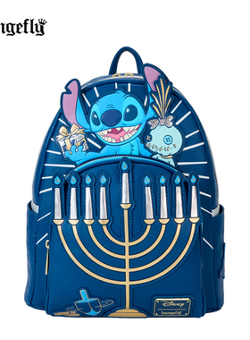 代购Loungefly迪士尼史迪仔光明节烛台发光迷你休闲双肩背包痛包