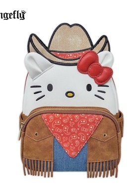 代购Loungefly三丽鸥Hello Kitty西部牛仔装扮双肩背包女士痛包
