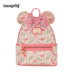 代购 Loungefly痛包迪士尼米老鼠米妮花卉主题迷你双肩包女士背包