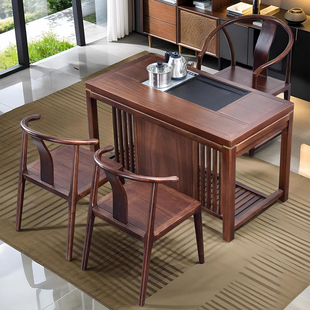 朴房茶桌茶台小户型阳台茶室空间书桌家用家具一体轻奢意式极简