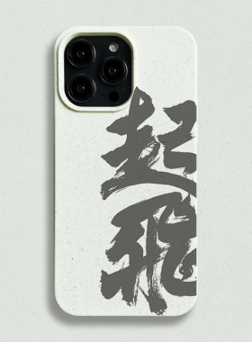 起飞适用苹果14promax手机壳男女新款14pro小众书法文字iPhone15可定制毛笔字13promax白色磨砂12pm全包防摔