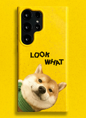 适用三星s23ultra手机壳新品s22+男女款小众个性趣味恶搞ins网红狗狗s23plus黄色磨砂防指纹s22u全包防摔套