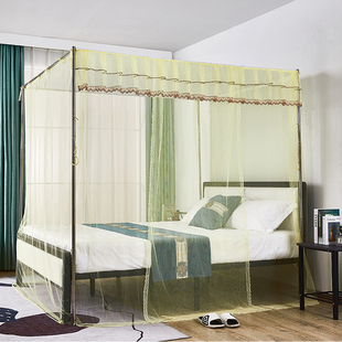 单开门蚊帐家用免安装 固定Y支架1.2 防尘顶布落地1.5m床1.8米老式