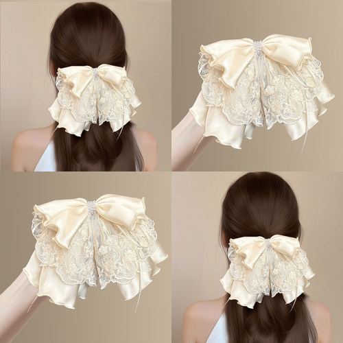 夏日初恋！蕾丝蝴蝶结珍珠抓夹