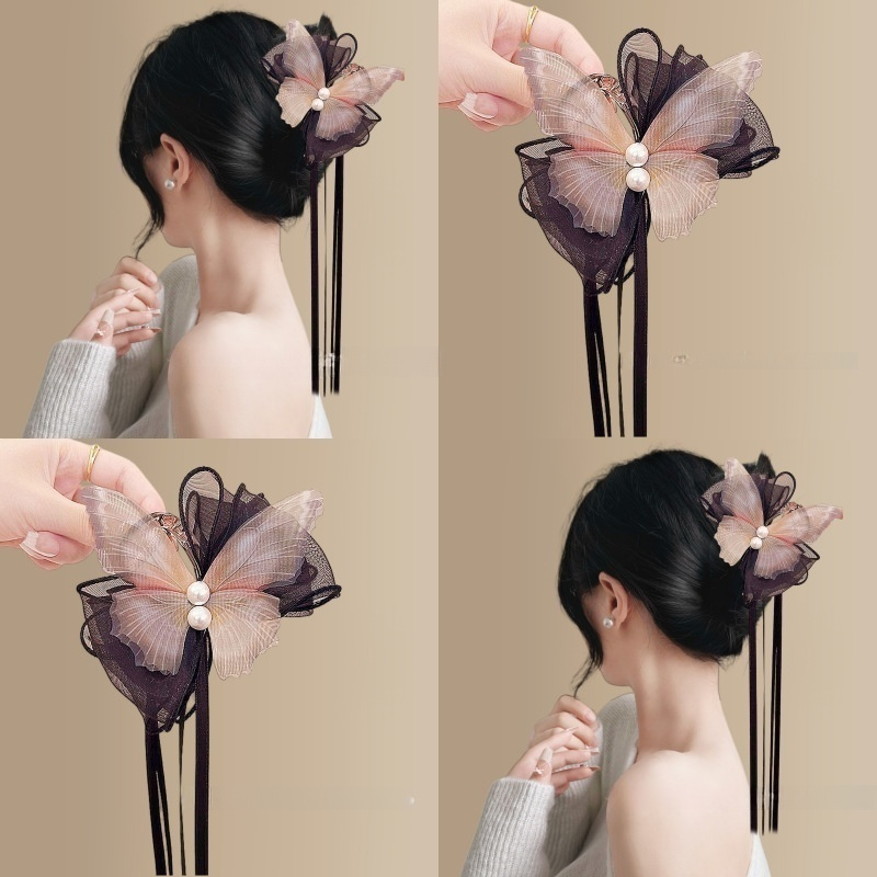 粉羽流霞！蝴蝶結飄抓夾鯊魚夾