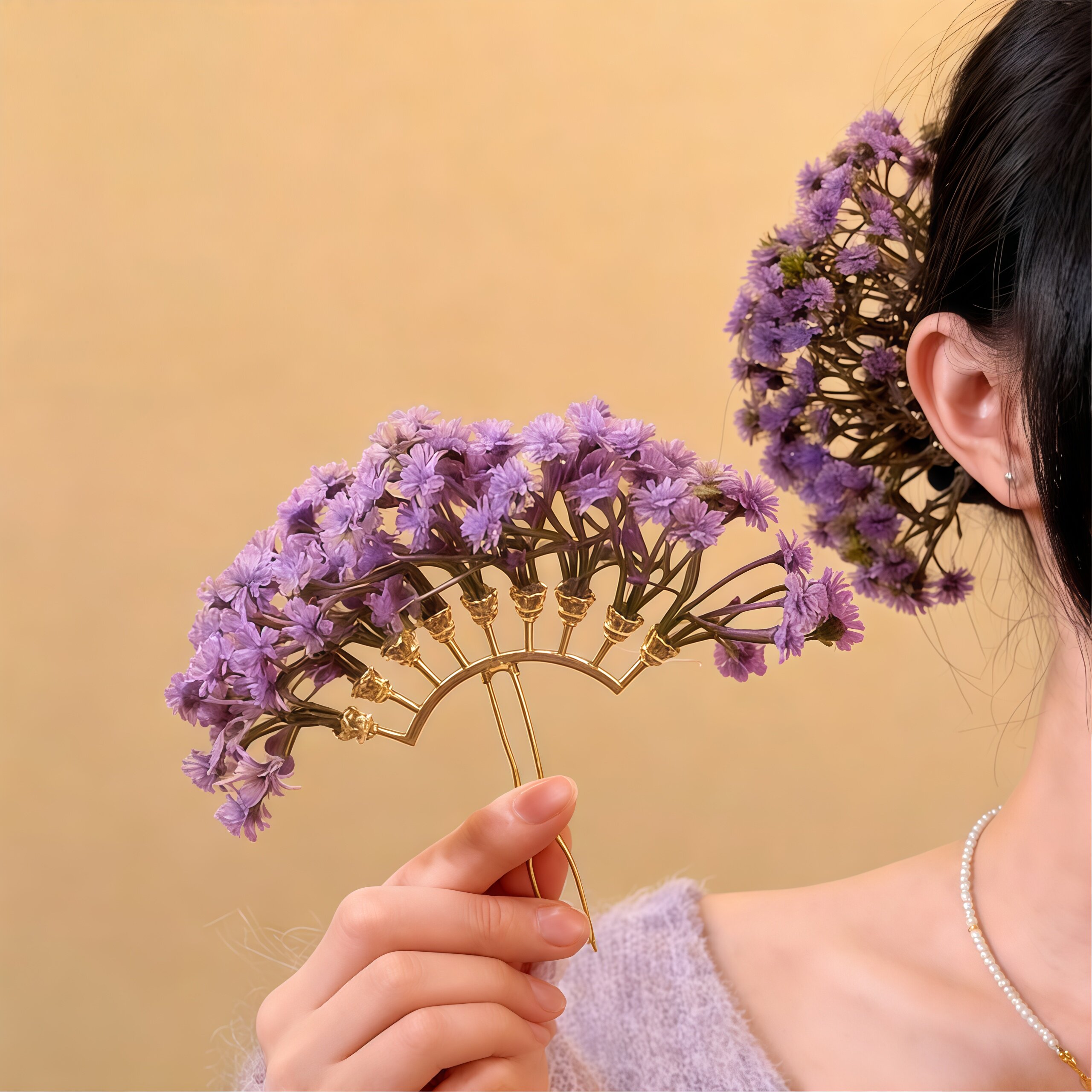 【紫色超有韵味】超仙满天星花朵发簪高级感扎发配饰装饰旅行发饰,户外/登山/野营/旅行用品,旅行发卡,淘宝优惠券,粉丝福利购,淘宝优惠卷