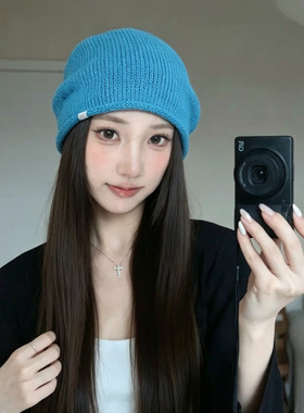 秋冬就该戴亮色帽子！显白湖蓝色