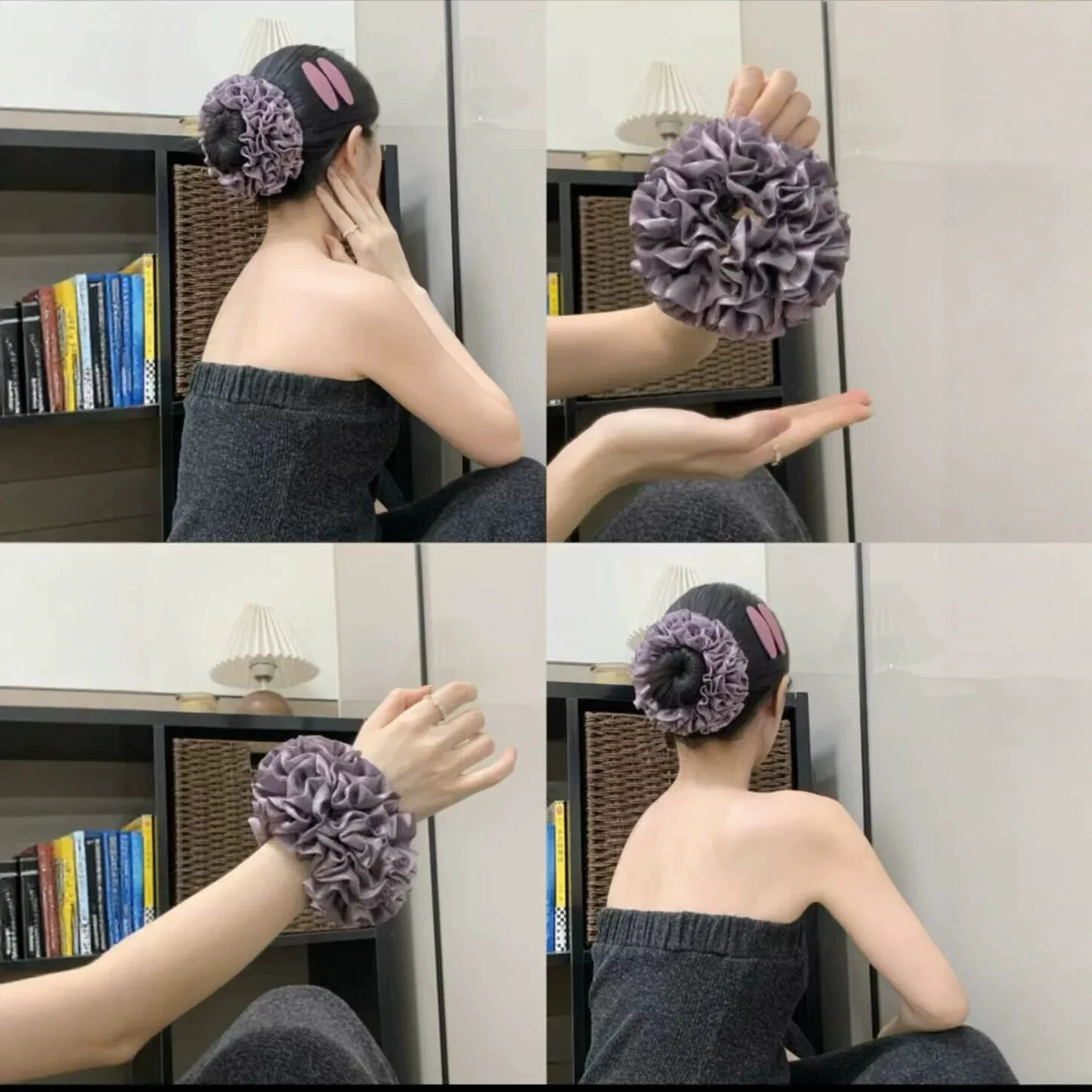 香芋紫缎面大肠发，圈显发量头绳