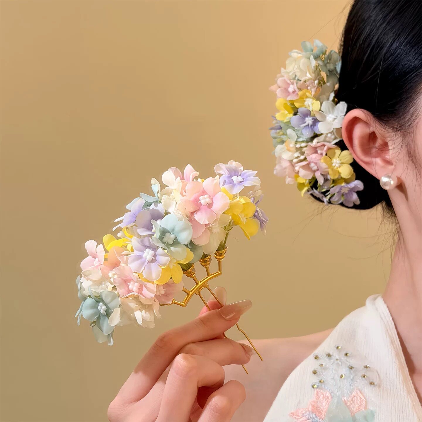 春野甜风！甜美彩色花朵发簪！