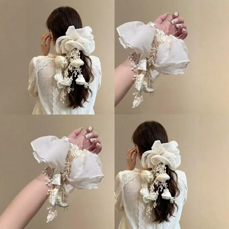 浪漫出逃~超仙花朵长款流苏发圈