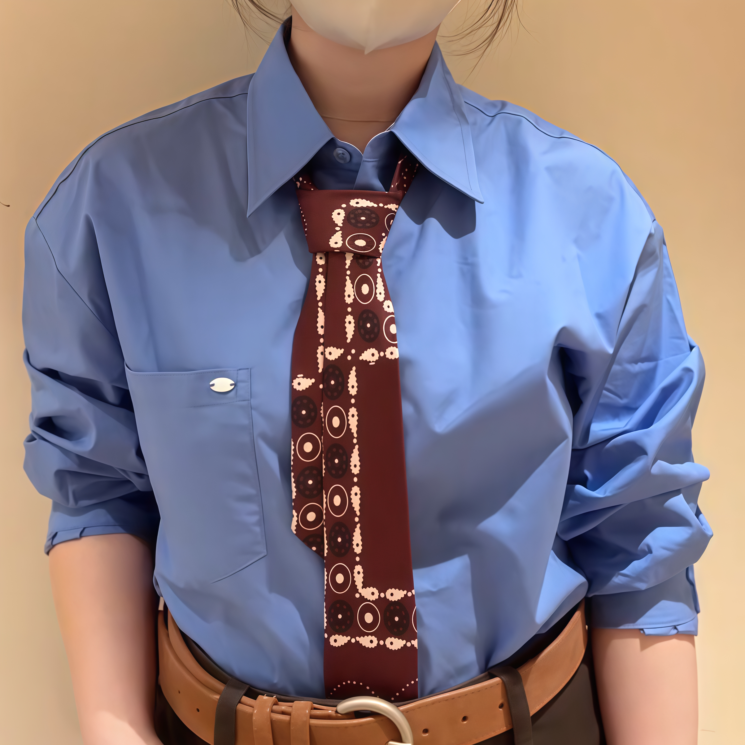 30S教你领带温莎结系法！腰果花细长条丝巾搭配衬衫时尚气质颈饰