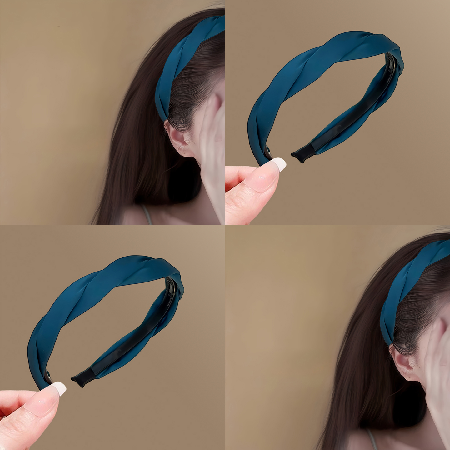 海青蓝麻编织发箍气质高颅顶头箍