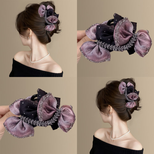 暮色鸢尾~法式轻奢麦穗水钻抓夹