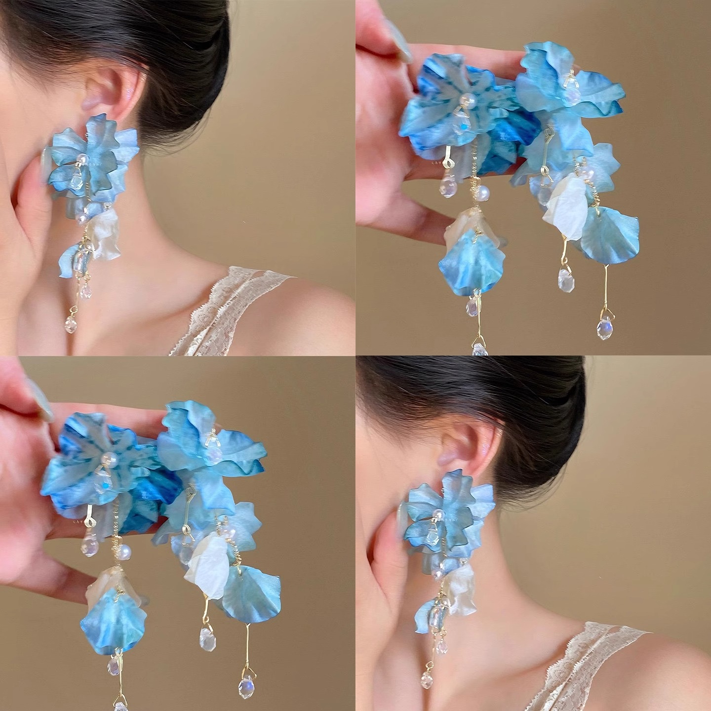 海的清晨！超仙花朵流蘇耳環
