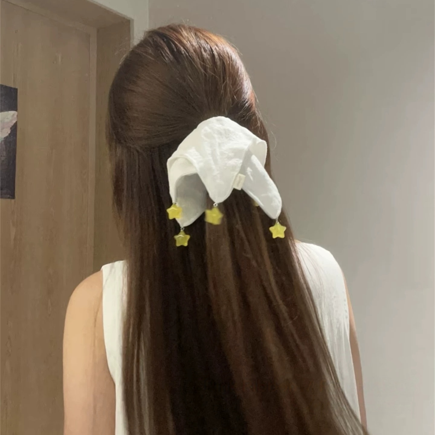 少女感暴击!布艺方巾星星发圈