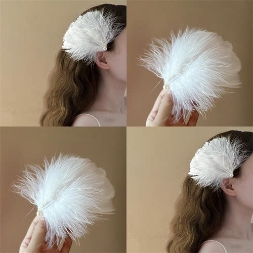 创意羽毛发夹珍珠刘海侧边夹