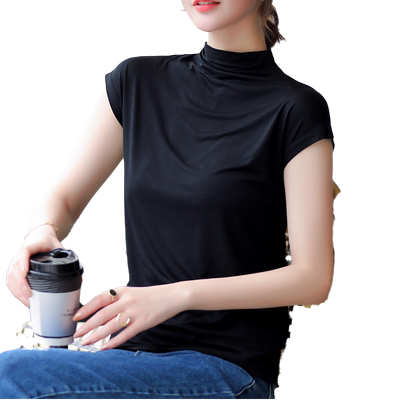 送运费险-薄款无袖半高领T恤上衣