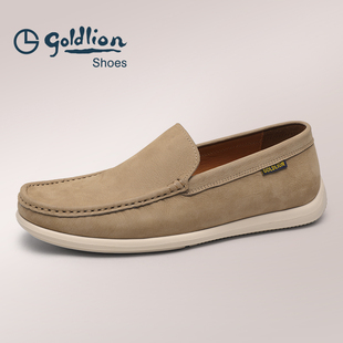 金利来一脚蹬休闲商务牛皮套脚软底不累脚透气豆豆鞋公务员乐福鞋