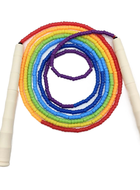 彩虹竹节跳绳三米软珠节花式学生入门不绕绳成人大人儿童无邻苯