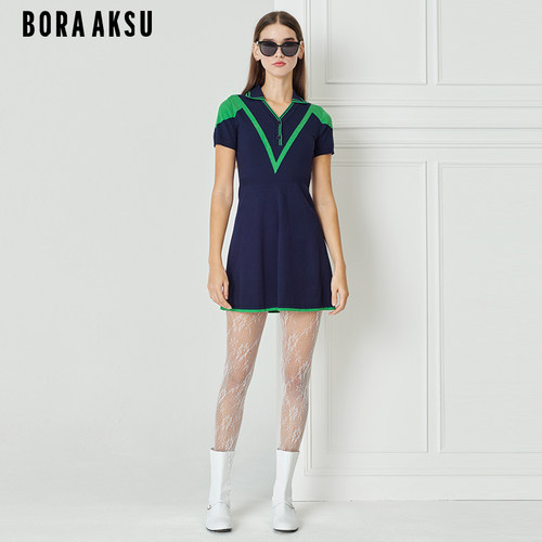 BORAAKSU复古POLO领针织连衣裙