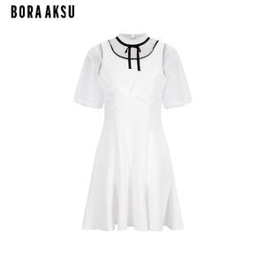 BORAAKSU2023初夏新品甜美气质搭叠式网纱针织连衣裙B1DCW63860