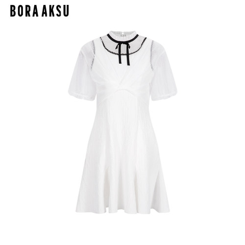 BORAAKSU叠式网纱针织连衣裙