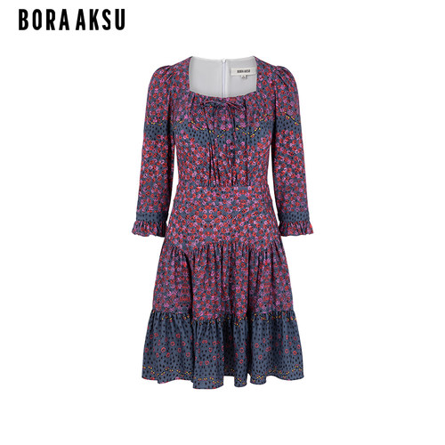 BORAAKSU荷叶边印花连衣裙