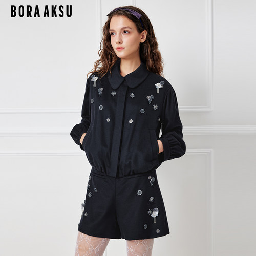 BORAAKSU珠饰点缀翻领外套
