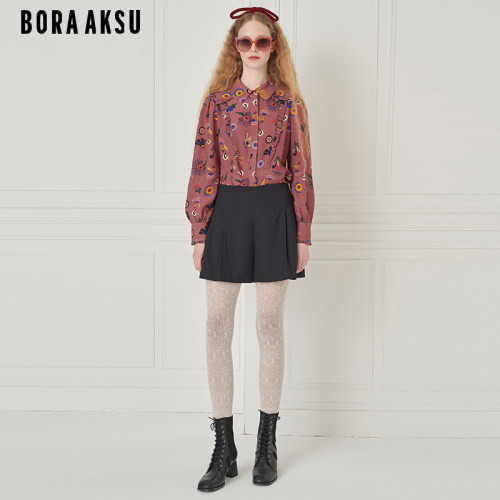 BORAAKSU甜美木耳边缀饰印花衬衫