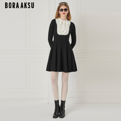 BORAAKSU泡泡袖褶裥针织连衣裙